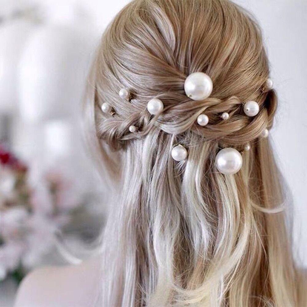 Hair Accessories Bridal Hair Jewelry U-shaped Pearl Pin Wedding Hairpins Rhinestone Hair Clip