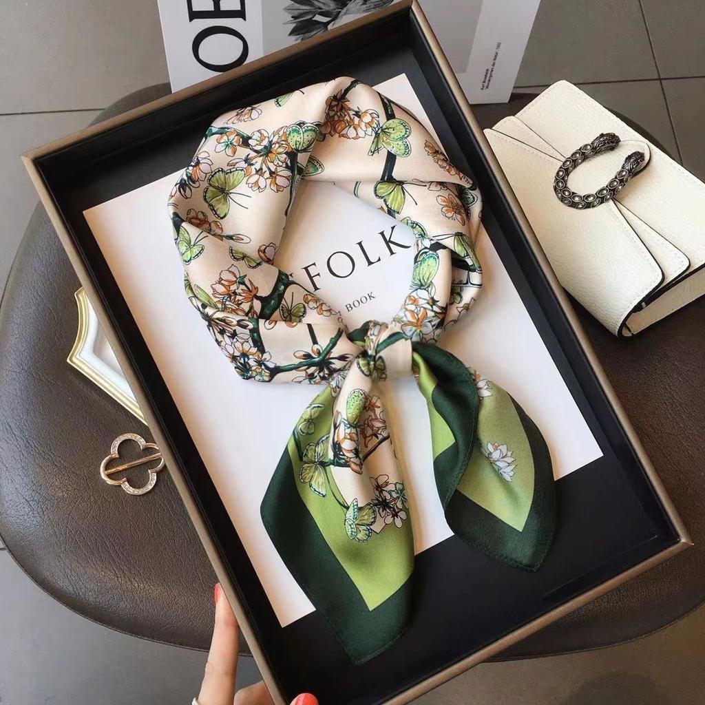 Silk scarf silk square scarf high-end sense thin women's yarn scarf temperament printed neck protection decorative scarf scarf scarf