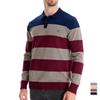 Mens Strip Cotton Button-up Polo Collar Sweater Knit Casual Business Sweaters for Men