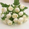 Artificial Tea Rose Easy Care Never Fade Realistic No Watering DIY 15 Heads Artificial Camellia Faux Silk Flower Wedding Decoration Floral Arrangement