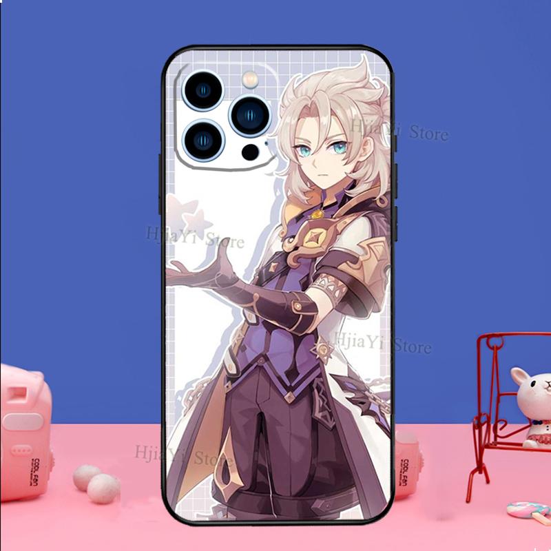 Чехол для телефона Genshin Impact Альбедо Для iPhone 16 15 11 12 13 14 Pro Max Mini X XS XR Plus SE2 Funda Coque Capa Cover