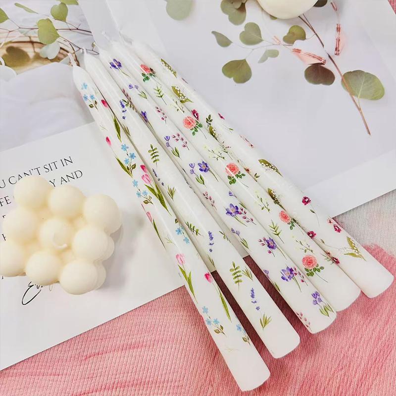 2 шт./коробка печатных свечей свадебные украшения бездымные свечи во французском стиле длинная элегантная свеча 25 см