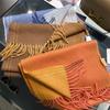 New Autumn and Winter Double Sided and Two Color Wool Scarf for Women Korean Style High End and Versatile Thickened and Warm Scarf Shawl