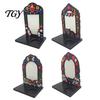 Day of The Dead Themed Gift Photo Frame with Candle Holder, Wooden Mexican Handcrafted Remembrance Display Sugar Skull Memorial Picture Frame,
