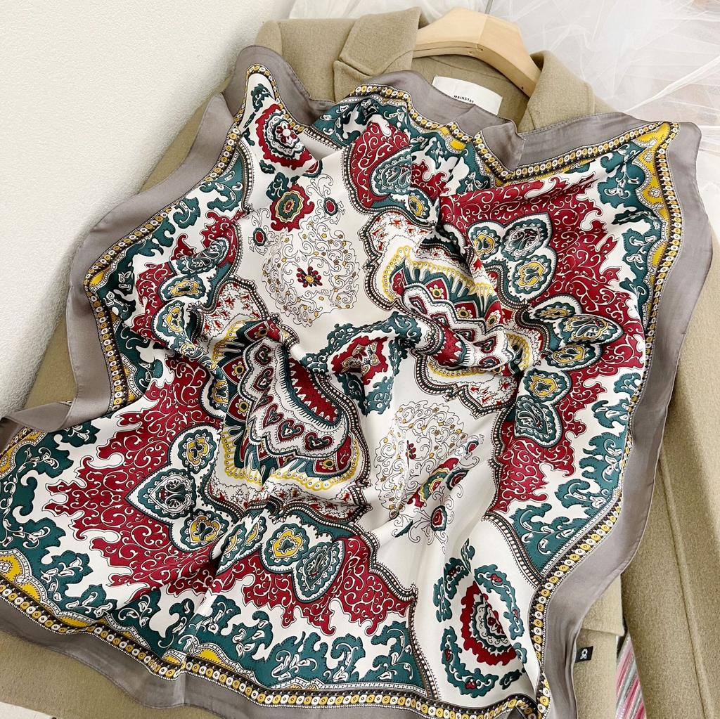 Three-dimensional Letter Printing New Small Square Scarf Accessories Silk Scarf Career Dress Neckerchief Versatile Silk Scarf