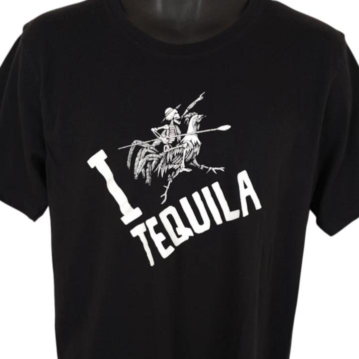I Love Tequila 100% Cotton T-shirt Mens Tees Top Mens Size Large Black Espolon Tequila Liquor Promo