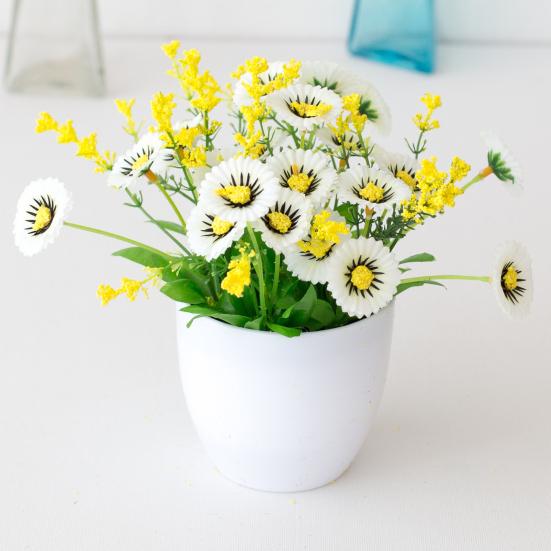 Искусственный цветочный горшок Хризантема Настольный декор Пластик вечное поддельное горшечное растение для балкона