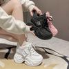 New Chunky Leather Women'S Sneakers Solid Color Internal Increase Casual White Ladies Shoes Platform Trainer Jogging Shoe