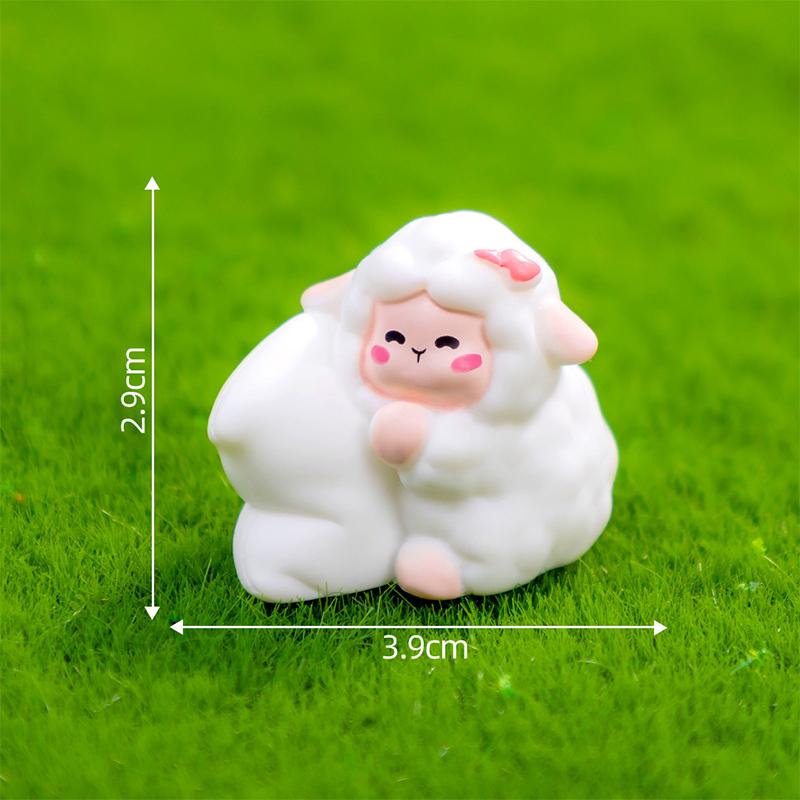 Мини Милая Овца Орнамент Мультяшные Животные Фигурка Микро Пейзаж Кукольный Дом Модель Автомобиля Интерьер Домашнего Рабочего Стола Украшение