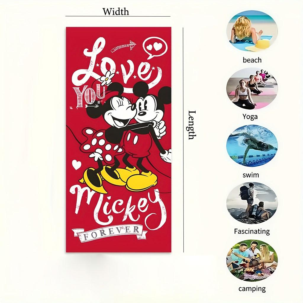 A Romantic Beach Towel Featuring Mickey And Minnie Quick-Drying Suitable for Yoga Travel Swimming Beach Outings Camping Bath Use