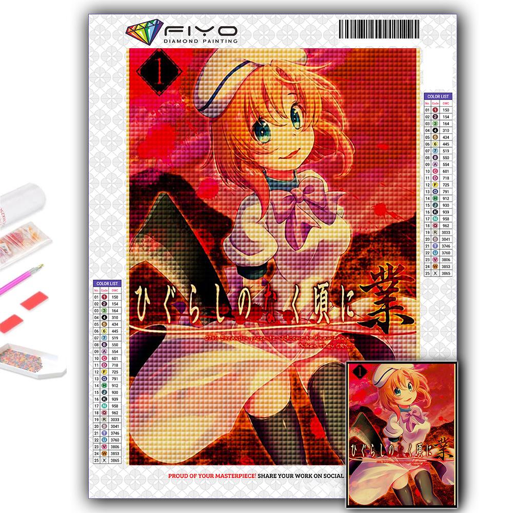 5D Алмазная картина Аниме Когда они плачут Хигураши DIY Алмазная вышивка Горный хрусталь Украшение дома