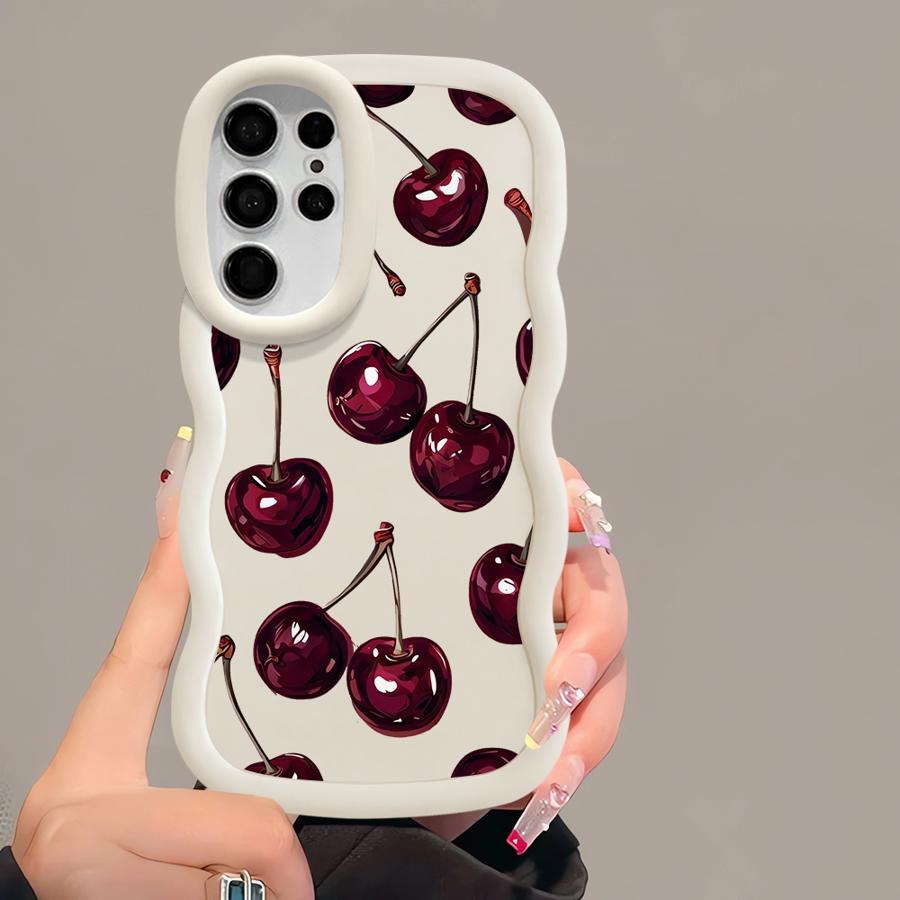 Мягкий чехол для телефона для Samsung Galaxy A25 S23 Plus S24 A26 S20 FE S22 Ultra S25 S21 A24 A54 A35 A55 A36 A34 Фрукты Вишня