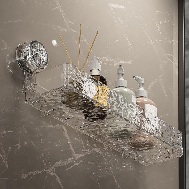 Полка для ванной на присосках без сверления - Настенная, Гофрированная стойка для хранения в ванной комнате