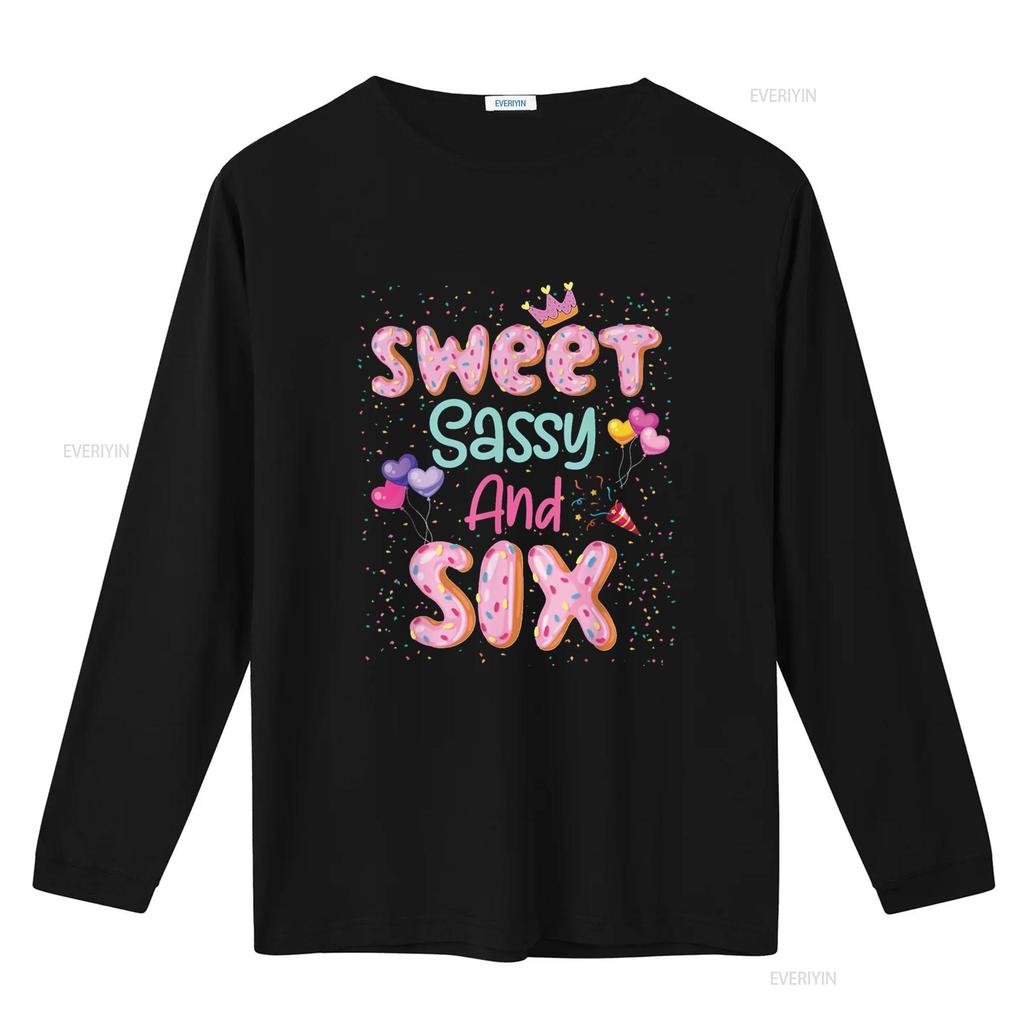Sweet Sassy And Six Birthday T Shirt For Girls 6 Year Old vintage Washed designer clothes homme Versatile Slightly Comfortable