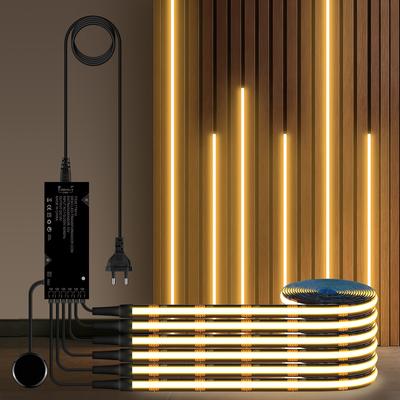 Светодиодная лента COB с черной печатной платой, с регулировкой яркости, для акустической деревянной реечной решетки из ореха, фоновой панели для ТВ и декора шкафов