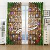 Рождественские шторы с цифровой печатью, 2 шт., полузатеняющие солнцезащитные тонкие тканевые занавески для гостиной и спальни, Новый год 2024