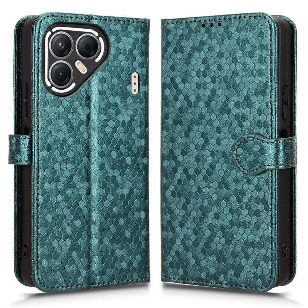 For TECNO Pova 7 5G Wallet Case Dot Pattern Imprint PU Leather Phone Cover with Wrist Strap