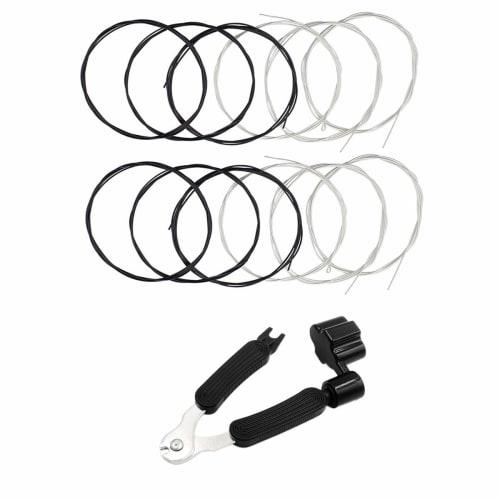 Black Nylon Classical Guitar String 2 Full Set and 3 In 1 Guitar String Winding Tool Guitar String Winder Guitar String Cutter Guitar Pin Puller