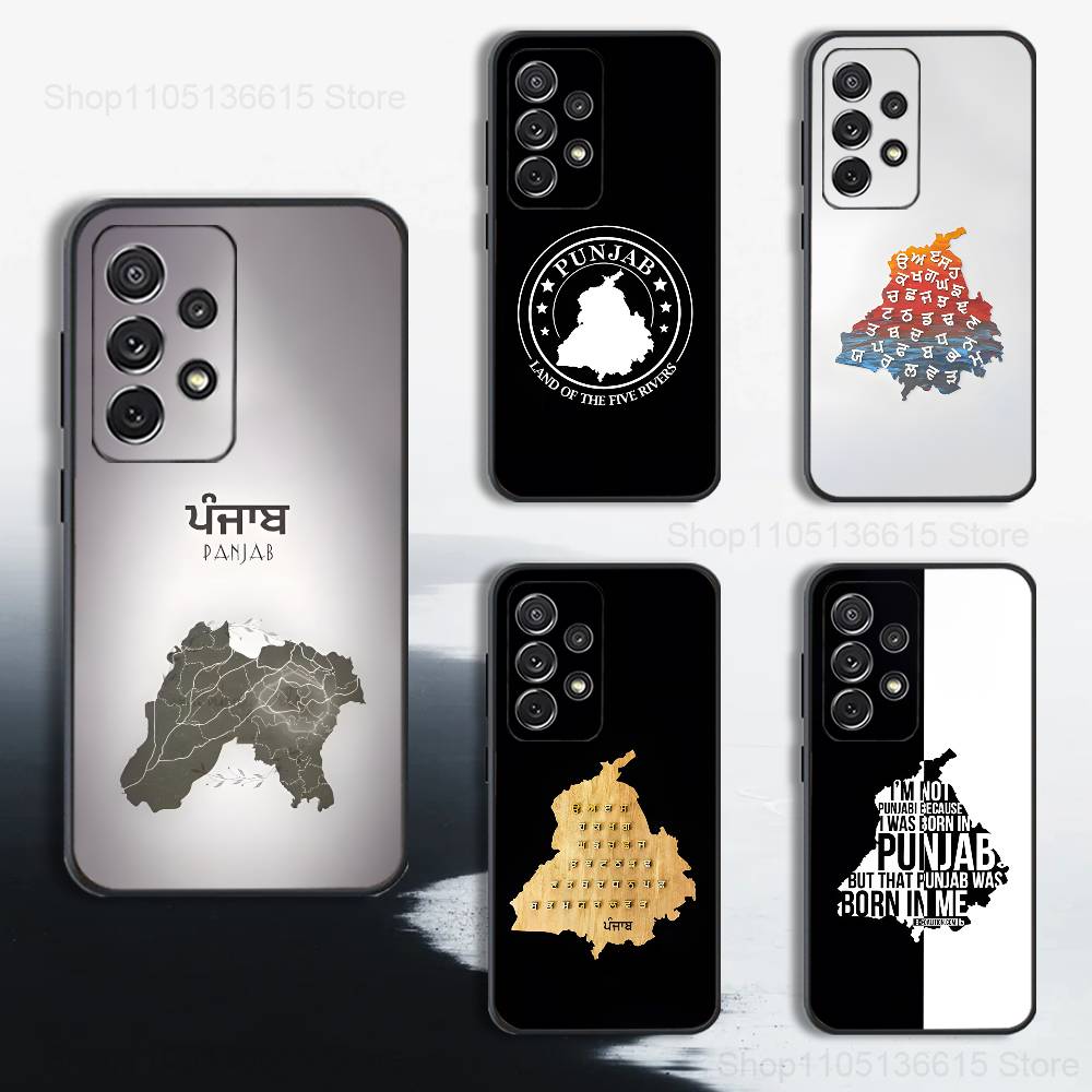 Map Punjab Art Case For Samsung S22,S25,S20,S10,Plus,Ultra,S24,S23,FE,S21,S9,Lite,Soft Silicone Black