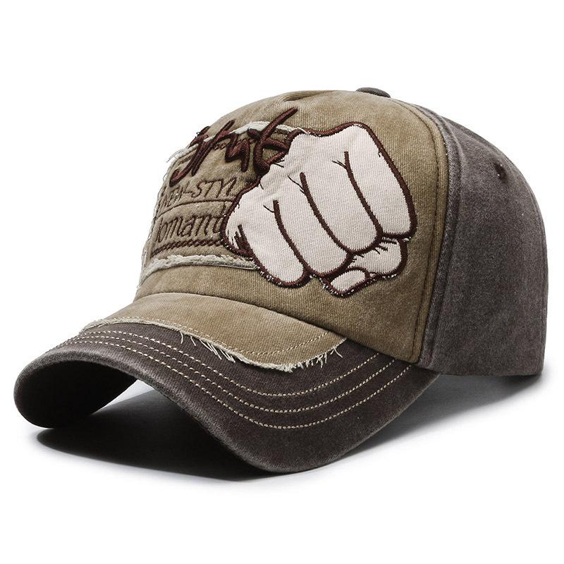 Baseball Cap Female Korean Version Embroidery Fist Retro Old Washed Sunscreen Hat Big Head Circumference Showing Face Small Shading Cap Male