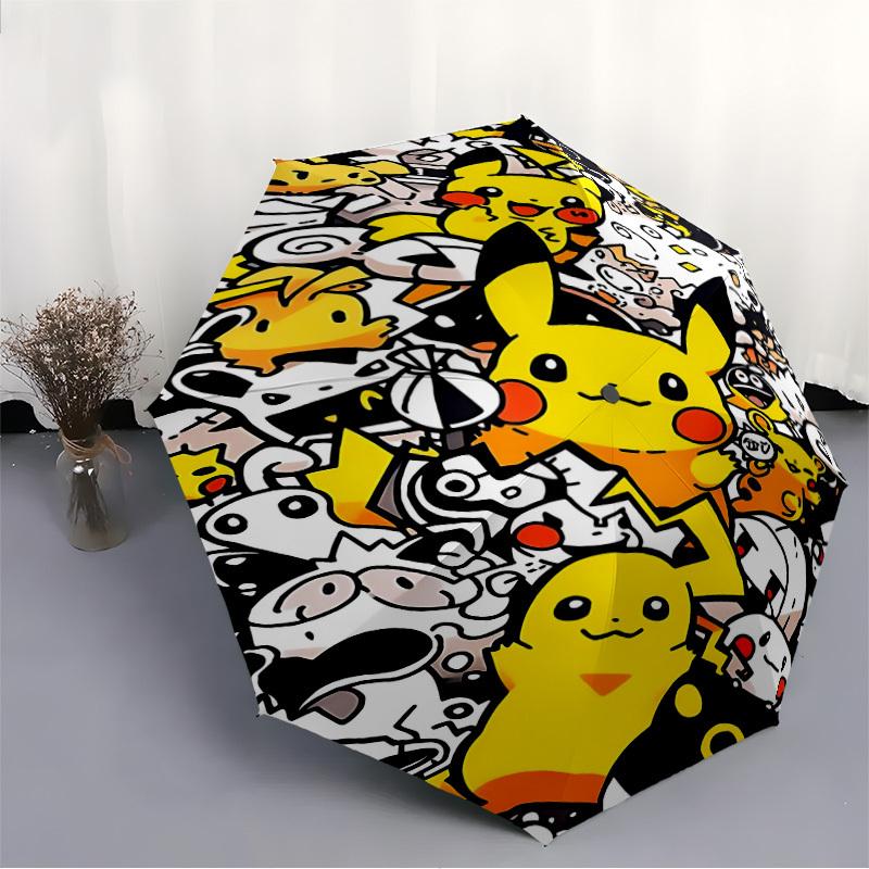 1pc Pikachu Pokemon Automatic Folding Umbrella, Sturdy And Durable Automatic Folding Umbrella with 8 Ribs,  a0911066