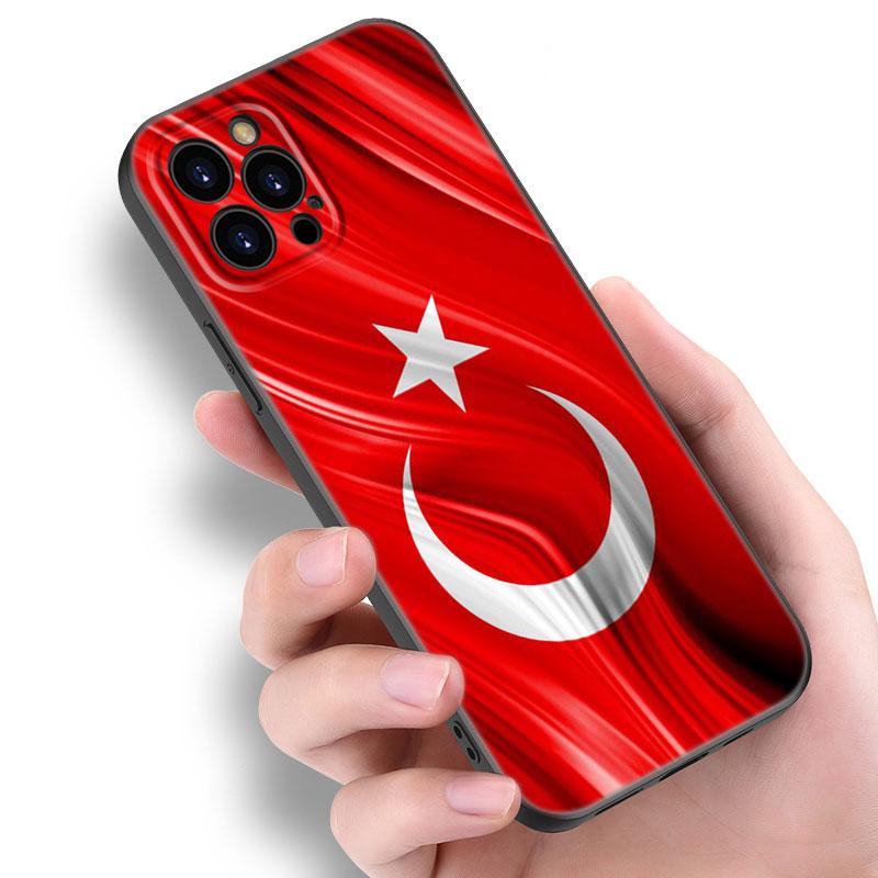 Turkey Turkish Flag Black Silicone Phone Case For Apple iPhone 12 13 Mini 11 14 15 Pro Max 7 8 Plus X XR XS SE 2020 2022