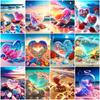 New Arrival Diamond Mosaic Love Stone Embroidery Heart Cross Stitch Seaside Painting Flower Fantasy Landscape Wall Decor