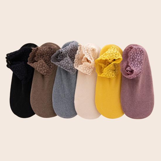 Women Socks Lace Trim Decorative Non-Fading Winter Thermal Women Warm Floor Socks Home Supplies