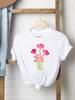(Азиатский размер) Прекрасный цветок милый 90-е Принт Женский Женский принт Модная футболка Топ Одежда Футболка Женщина Короткий рукав Графические футболки
