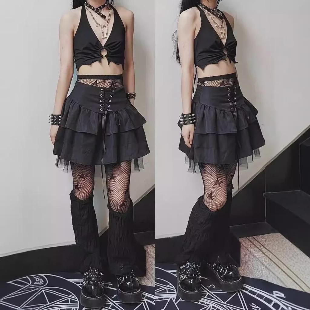 Женская миниатюрная черная юбка А-силуэта с высокой талией и бедрами - стиль колледжа, лето 2025 г.