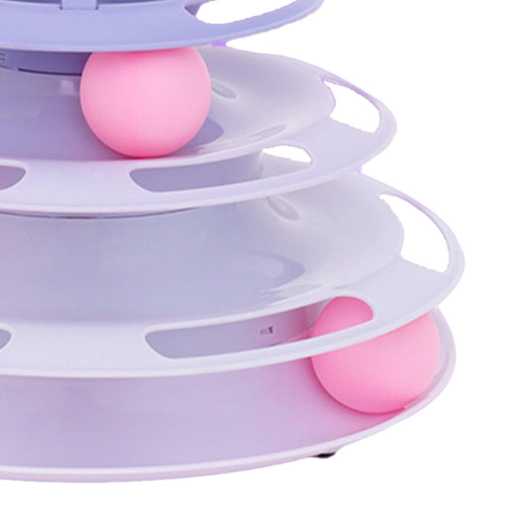 Cat Toy Roller 3 Levels Antislip Base Easy To Clean Interactive Turntable Track Toy for Batting Chasing Swatting Purple