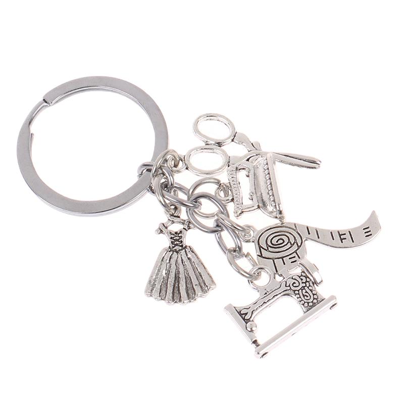 Брелок для швейной машины, портной брелок для ключей, железная рулетка, ножницы, брелок