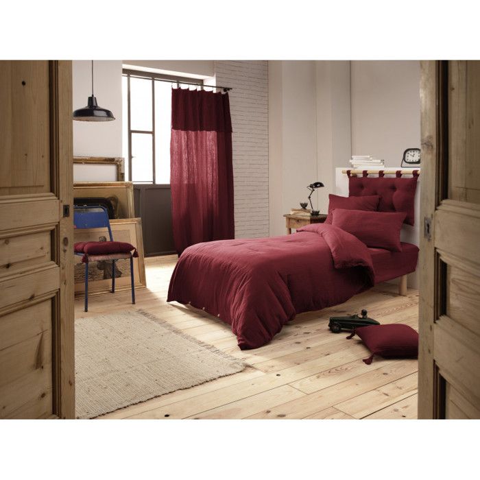 Housse de couette "Gaïa" toutes dimensions "Gaze de Coton" - Gaïa Lie de Vin - Housse de couette 140 x 200 cm - Gaia Lie de Vin -