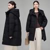 Легкий роскошный черный золотой пуховик средней длины, женское пальто, новая модная куртка с капюшоном в корейском стиле, трендовая