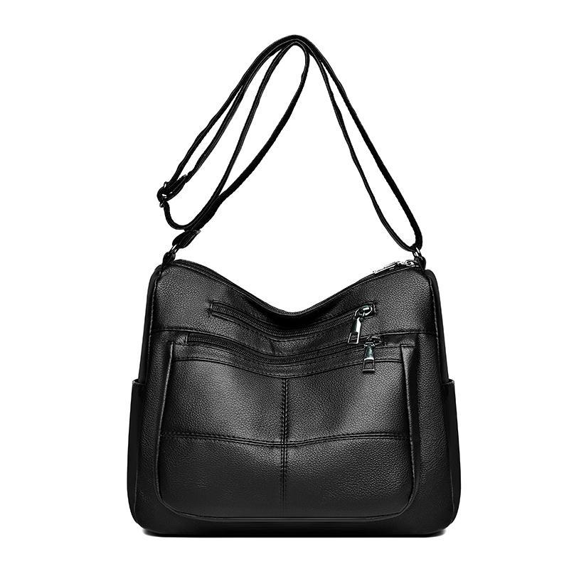 Women's Crossbody Bag Multi-Layer Bag Soft Leather Middle-Aged Mother Shoulder Bag