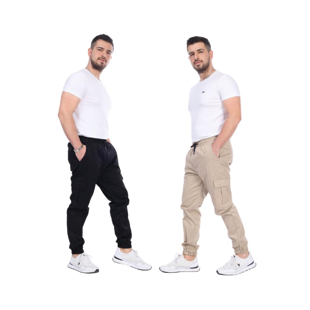 Мужские качественные хлопковые сезонные брюки-карго с эластичной резинкой на талии и габардиновым карманом на штанинах