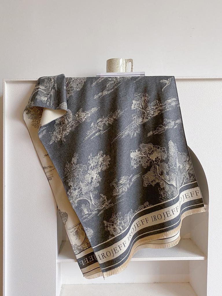 Thick Winter Poncho Women Scarf Luxury Floral Warm Shawl and Wrap Cashmere Pashmina Scarves Design Blanket Bufanda Echarpe