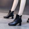 Fashion Solid Color Leather Autumn Winter Female Short Shoes Elegant with Medium Heels Booties Y2k Comfortable Pu 39 Women's Ankle Boots