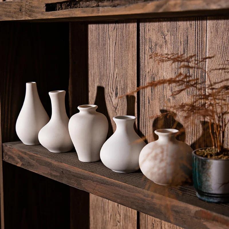 INS Flower Vase Decoration Ceramic Small Vase White Crafts Flower Bottle Living Room CeramicThe Nordic Minimalist Style