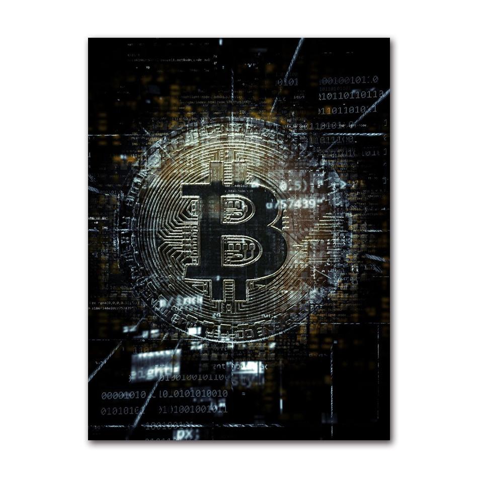 Vintage Abstract Bitcoin Symbol Bitcoin Cryptocurrency Art Poster Canvas Painting Wall Prints Picture for Living Room Home Decor