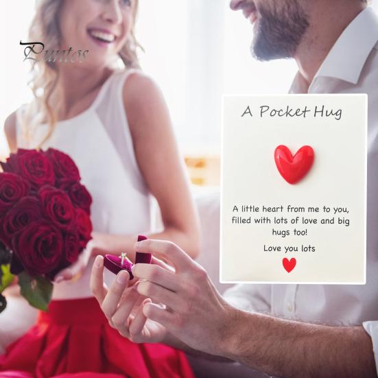 Pocket Hug Heart with Greeting Cards Long Distance Relationship Gift for Mom Wife Little Heart Pocket Hug Token for Valentine's Day Christmas