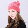 Winter Beanie Hats For Women Cut Hat With Rhinestone Cat Pattern Beanie with Ear Velvet Hat For Girl