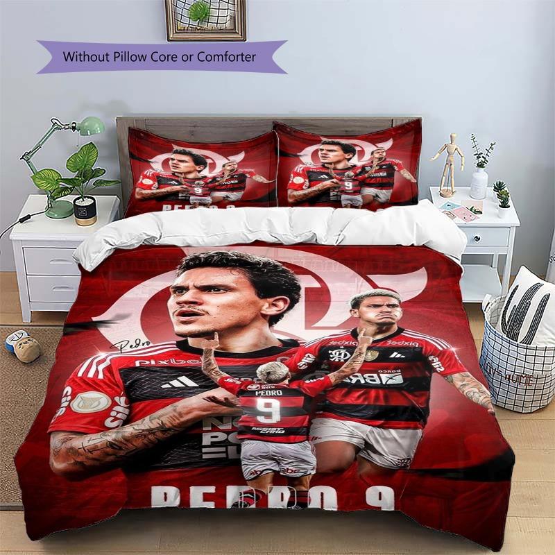 Pedro 9 Football Player Print 3‑piece Bedding Set, Duvet Cover+2 Pillowcases, Without Pillow Core or Comforter, Fan Bedroom Decor