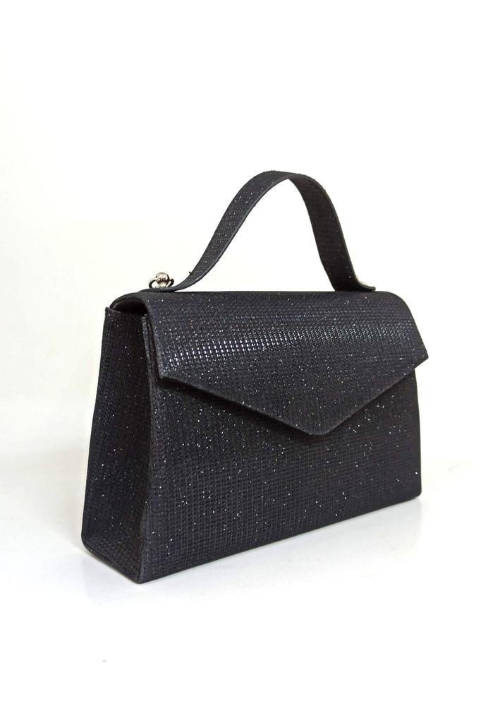 Women's Stylish and Useful Evening Dress Bag Women's Silvery Black Breasted Fabric Silver Chain Strap Evening Bag