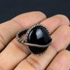 Кольцо ювелирных изделий черной драгоценной камня оникса обернутое медной проволокой Хандмаде для подарка