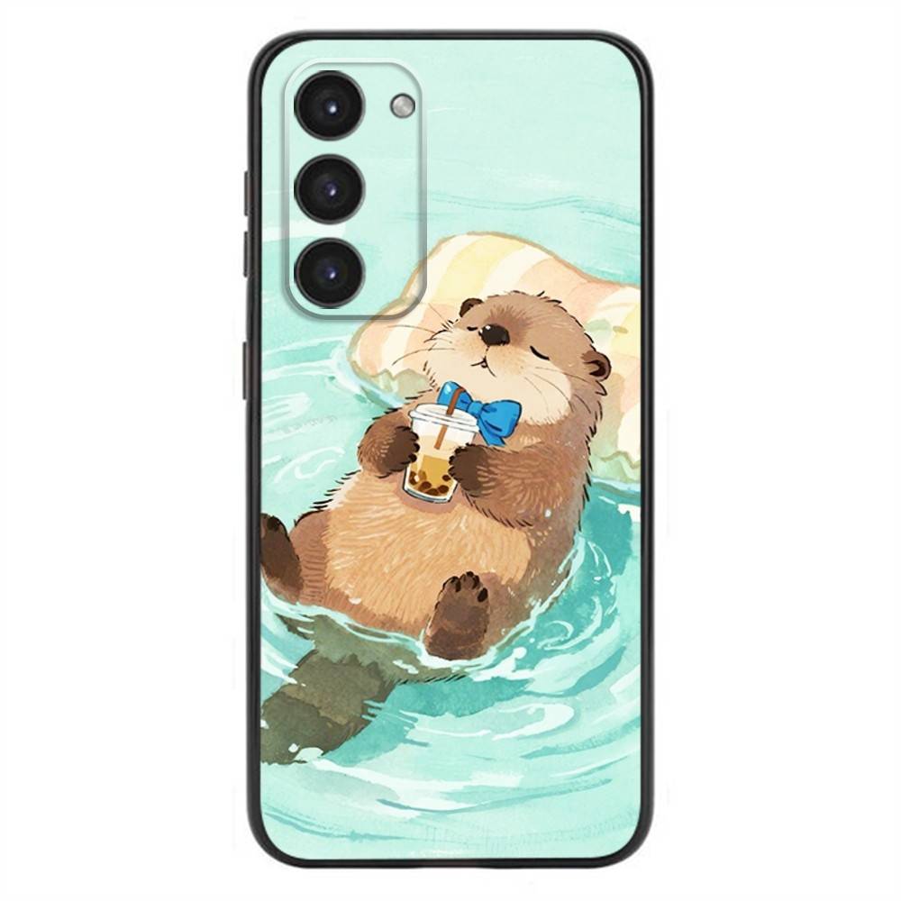 Cute Sea Otter Phone Case For Samsung Galaxy A20,21s,22,31,32,52,53,72,73,80,91 Soft Liquid Silicone Black Cover