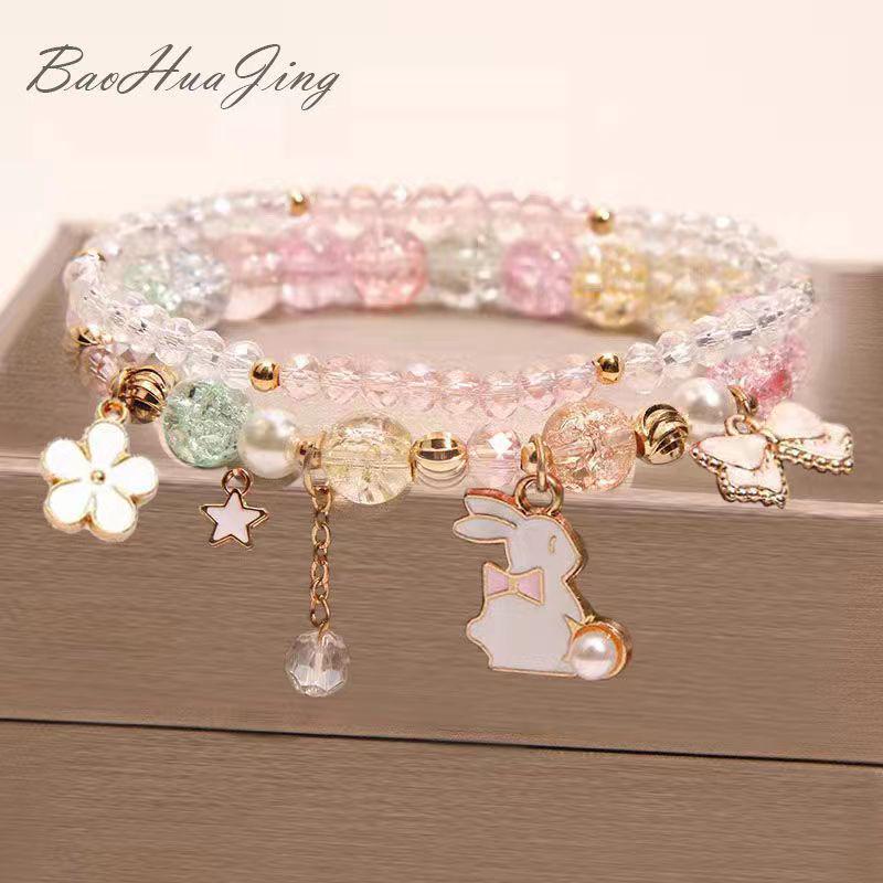 Children's Cartoon Crystal Beaded Bracelet - Cute Layered Jewelry for Girls & Best Friends
