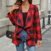 YYFS Женская мода, повседневные клетчатые принты, осенне-зимние куртки и пальто-поло с длинными рукавами и воротником