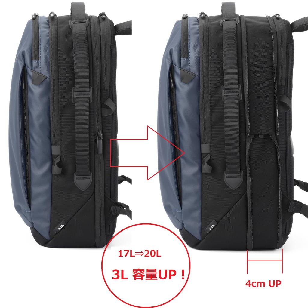 Business Backpack for A4 Size Compatible with Inch 2 Air 17L Capacity Expansion Reflector Setup Rucksack Black H42 X W27 X D14cm [Ace Gene] Men,