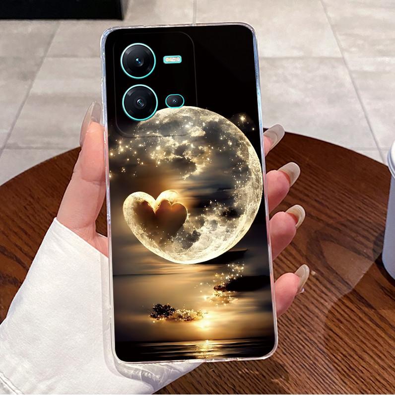 Чехол для телефона Vivo V25 Y35 Роскошный Милый Сердце Любви Кролик Забавный Рисунок Прозрачный Силикон ТПУ Мягкий Корпус Задняя Крышка